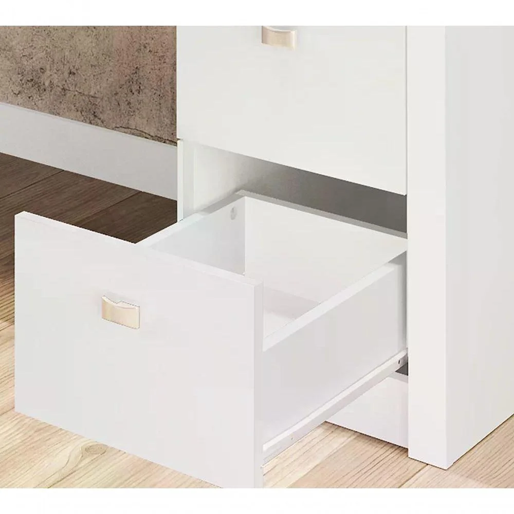 Imagem 2 de 5 do produto Escrivaninha 03 Gavetas Reversível Me4102 Branco Branco