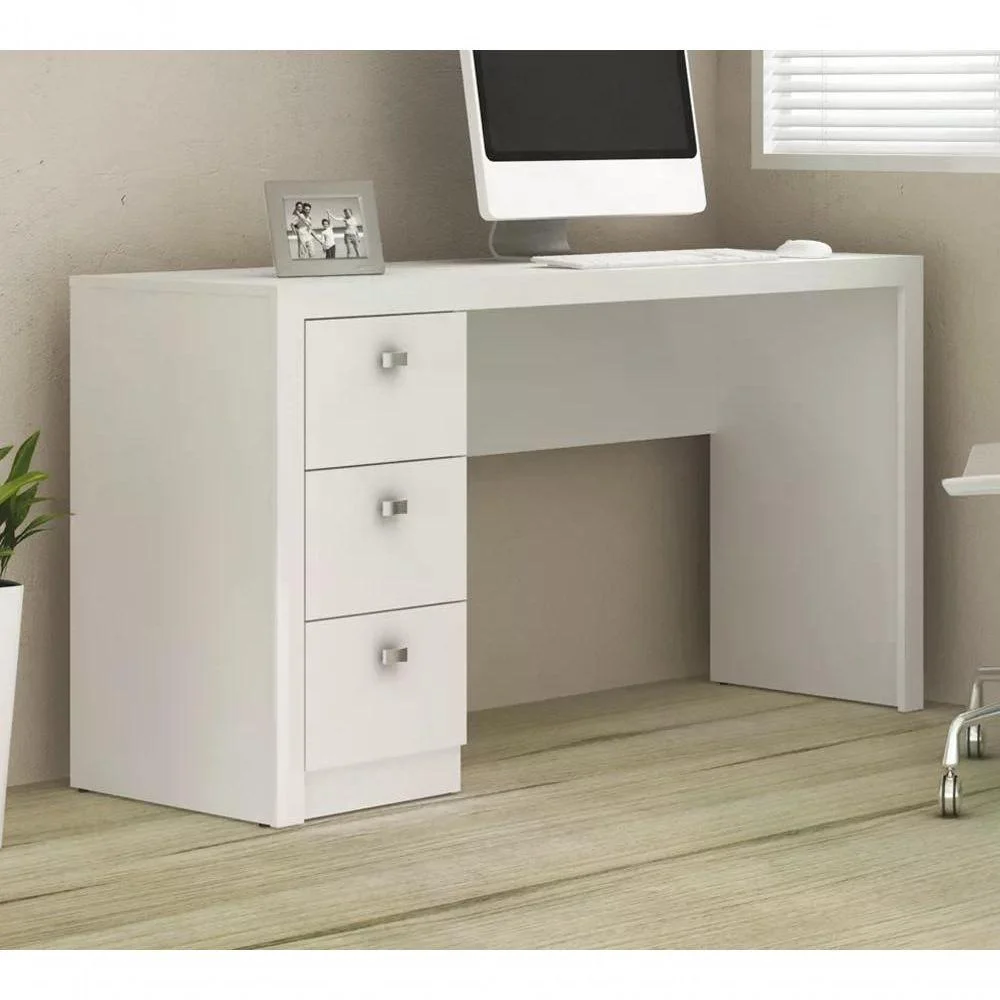 Imagem 5 de 5 do produto Escrivaninha 03 Gavetas Reversível Me4102 Branco Branco