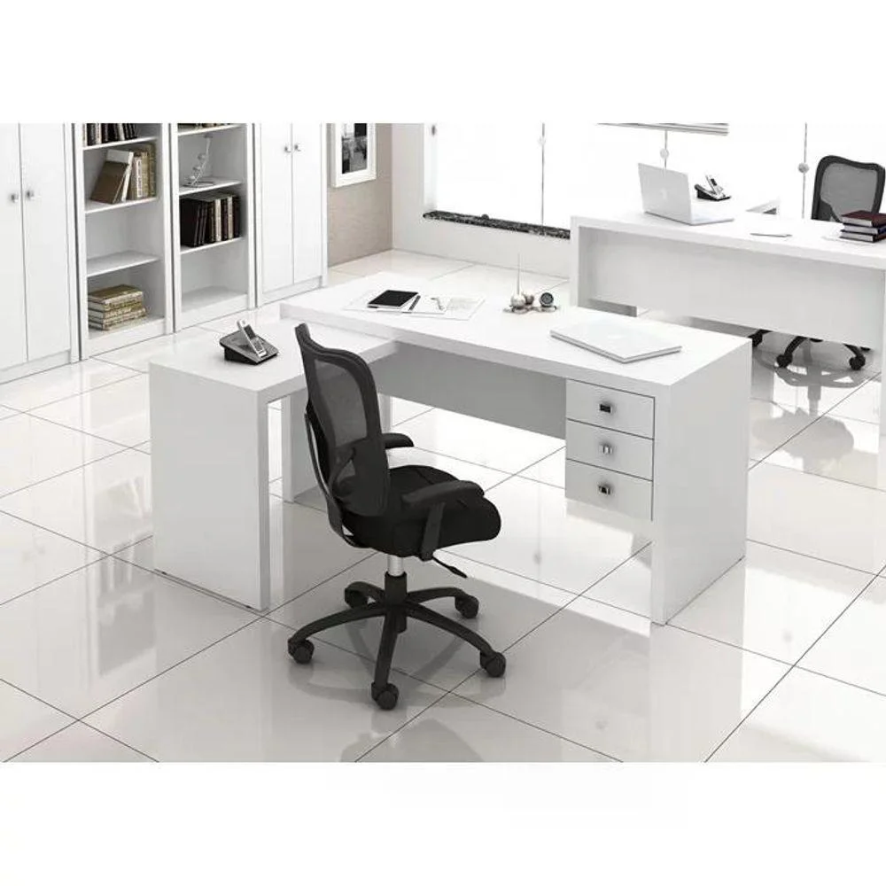 Imagem 3 de 5 do produto Escrivaninha Tecno Mobili Me4106,03 Gavetas Reversível, Branco