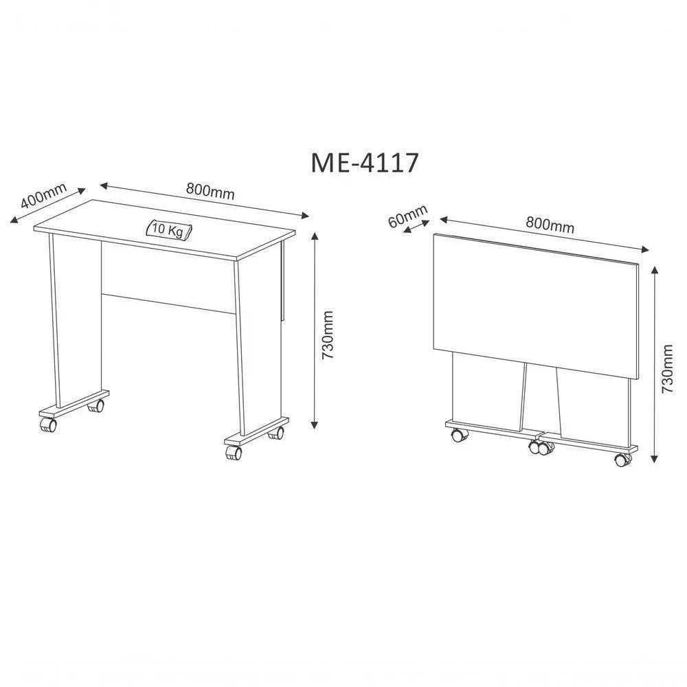 Imagem 4 de 5 do produto Mesa Multiuso Dobravel Para Notebook Me4117 Nogal Nogal