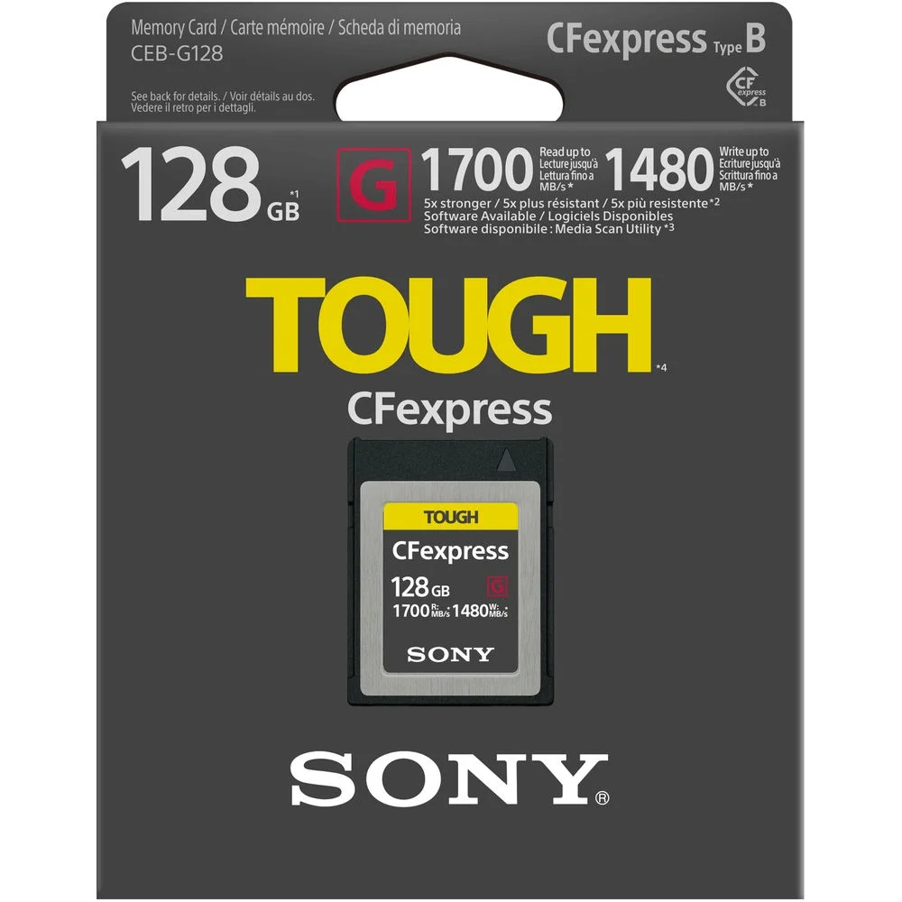 Imagem 3 de 3 do produto Cartão De Memória Sony Tough Type B Cfexpress, 128GB, Pcie 3.0, 1700MB/s - Ceb-G128