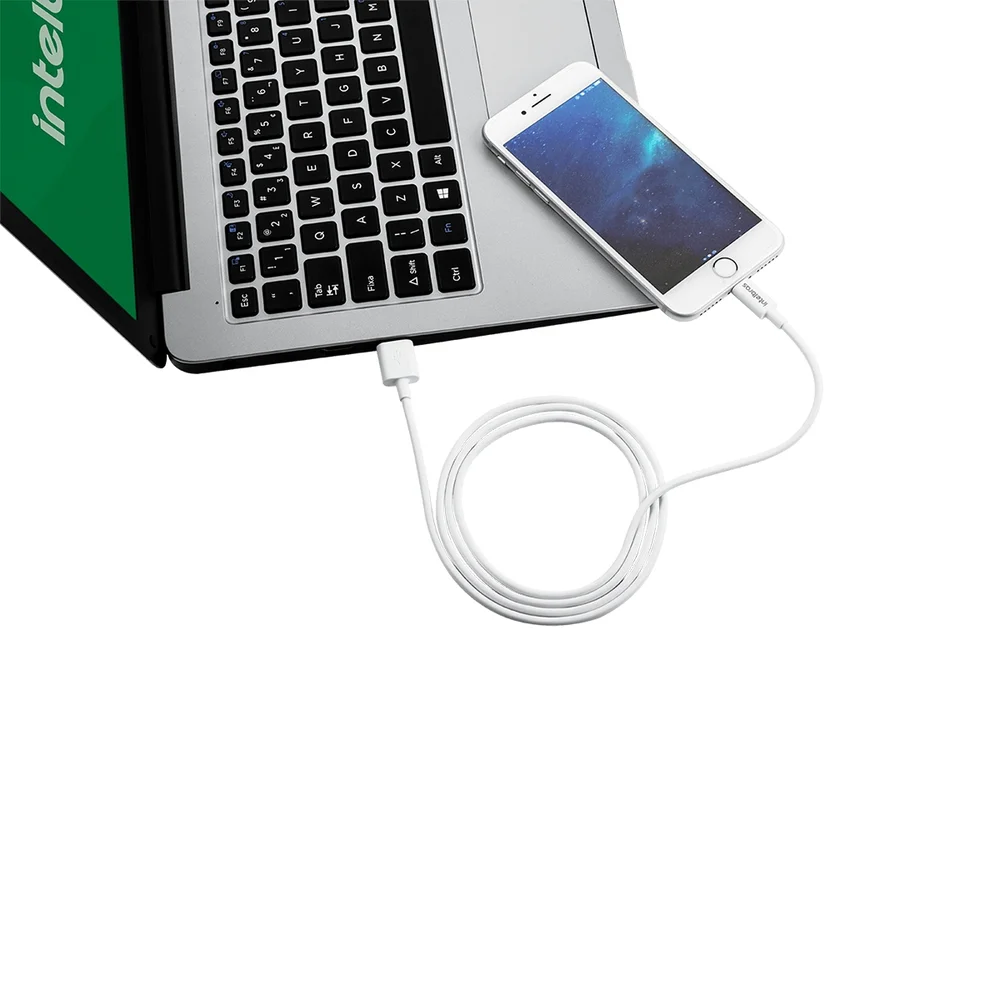 Imagem 2 de 5 do produto Cabo USB C Lightning, Intelbrasl Eual 12pb, 1.2m, PVC, Branco