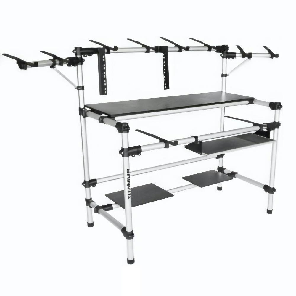 Suporte Titanium Racks Studio Rs150 Custom, Ideal Para Mixer, Controlador, Mesa De Som Com Suporte Notebook Rack Em Alumínio Fosco