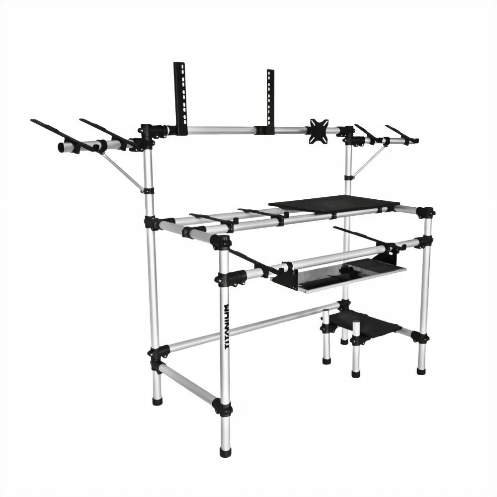 Rack Para Studio Titanium Rs120 Suporte Para Teclado, Mixer, Notebook, Monitor Lcd E Periféricos 19'' Desmontável Em Alumínio Anodizado