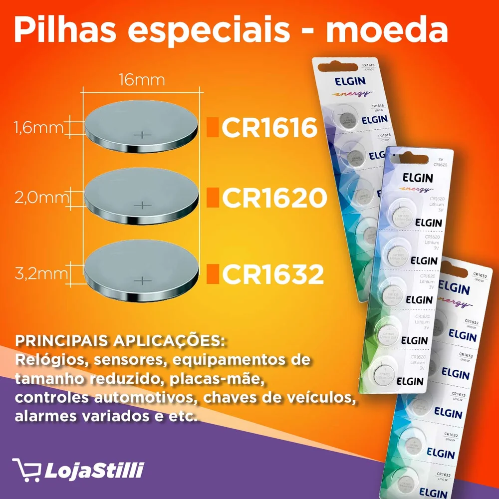 Imagem 2 de 5 do produto Bateria Botao De Litio Elgin Cr1616 Cartela Com 5