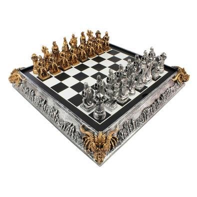 Jogo Tabuleiro De Xadrez Luxo Cavaleiros Medievais 3d 32 Pcs