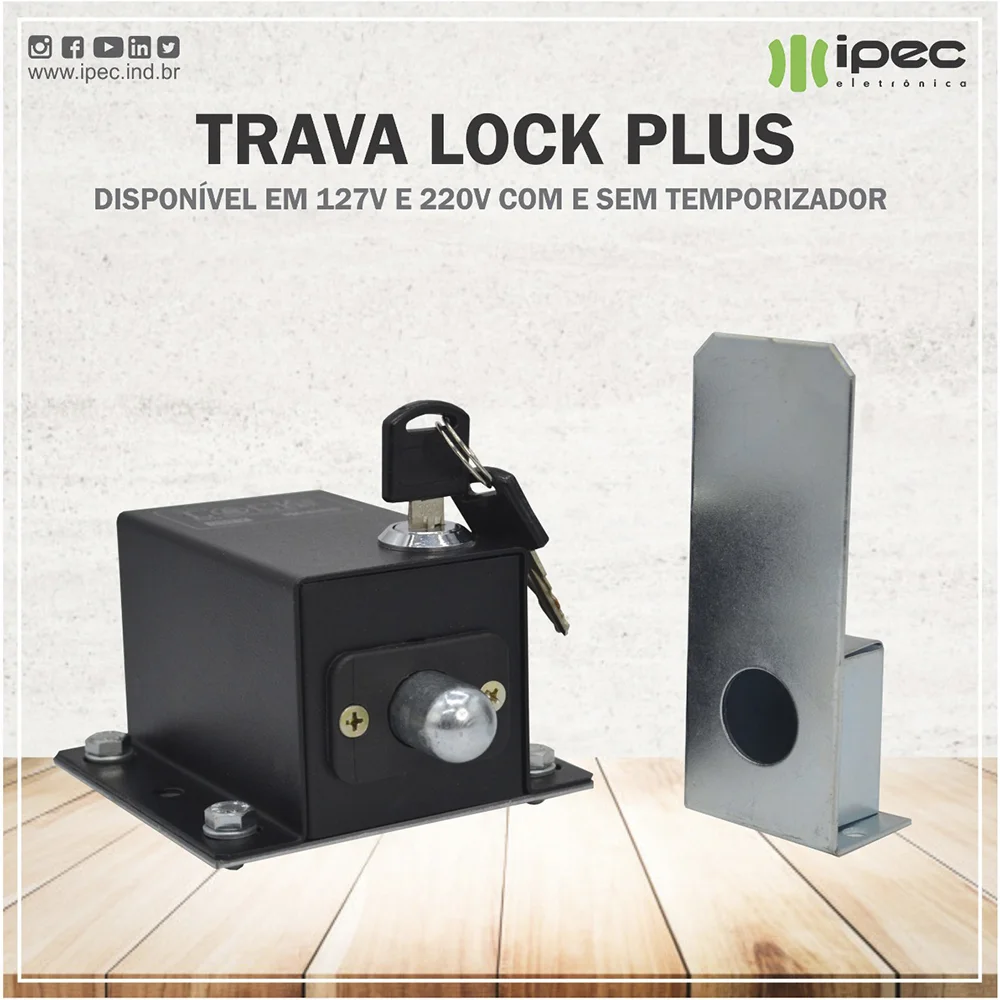 Imagem 3 de 5 do produto Trava Portao Ipec Lock Plus 220v Com Temporizador