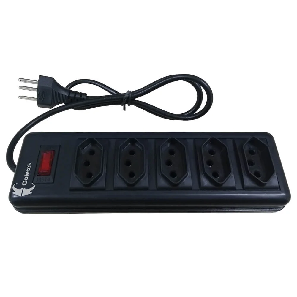 Imagem 3 de 5 do produto Extensão Elétrica Coletek 5 Tomadas Filtro Linha Régua Bivolt