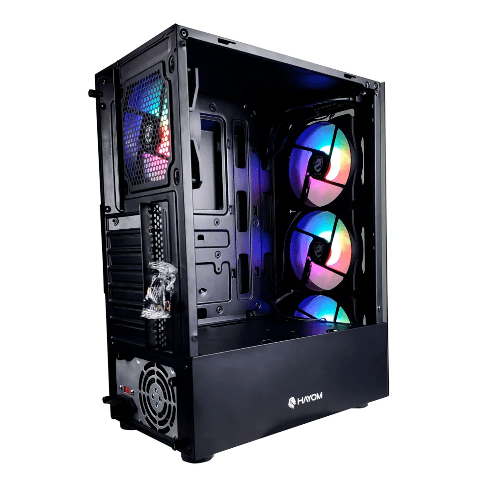 Imagem 2 de 5 do produto Gabinete Gamer Hayom Gb1749, 4 Fans RGB, Atx/M-atx, Lateral E Frontal Em Vidro Temperado, Preto