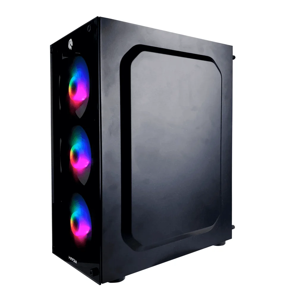 Imagem 5 de 5 do produto Gabinete Gamer Hayom Gb1749, 4 Fans RGB, Atx/M-atx, Lateral E Frontal Em Vidro Temperado, Preto
