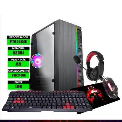 Pc Gamer Completo G-Fire Htg-777 AMD Ryzen 5 Pro 4650G 8Gb (Radeon Graphics  2Gb) SSD 120GB 300W/Monitor 18