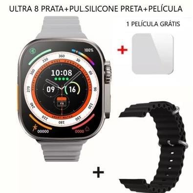 Smartwatch Ultra8 Série 8 Esportivo NFC, 45mm, Prata