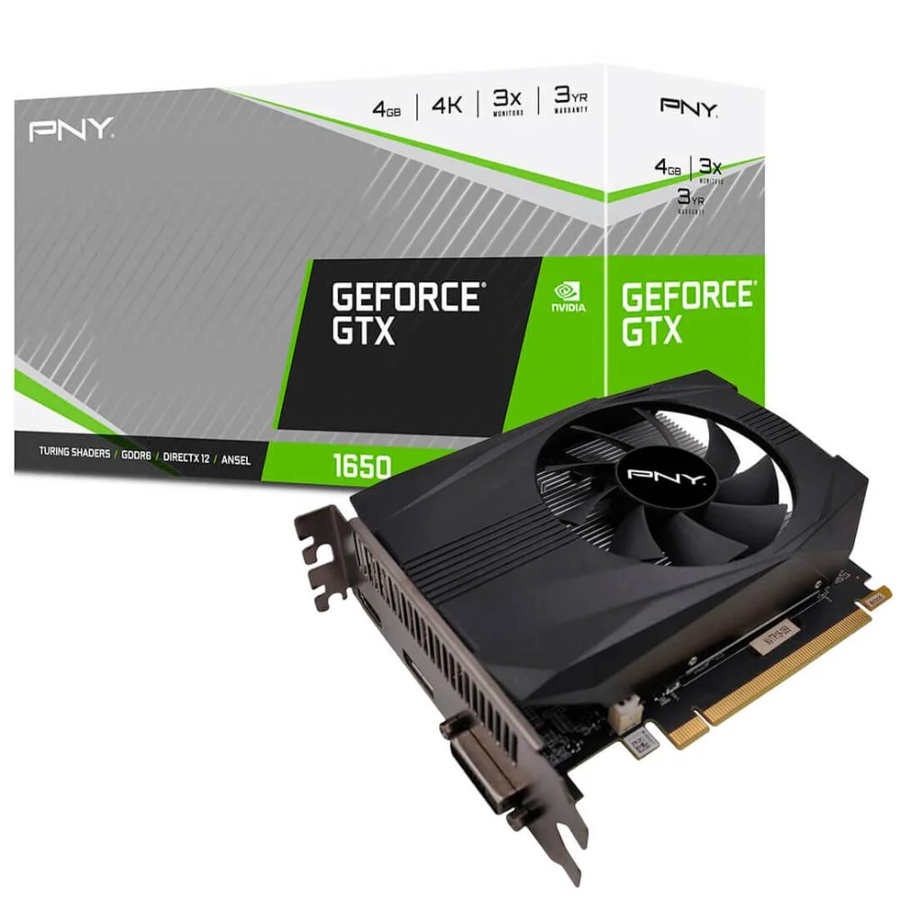 Placa de Vídeo PNY NVIDIA GeForce GTX 1650, 4GB GDDR6, 128 Bits, Single FAN - VCG16504D6SFMPB1 4