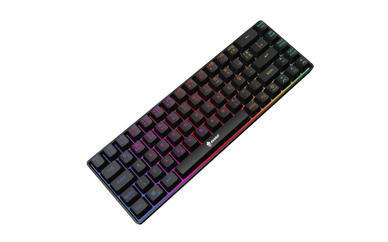 Teclado Gamer Evolut Eg211, Led Backlight Rainbow 60% Fay, USB, Preto