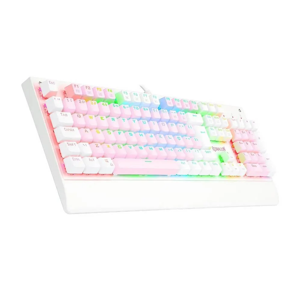 Imagem 2 de 5 do produto Teclado Mecânico, Redragon Kala, Switch Marrom Pt - Rosa, Branco
