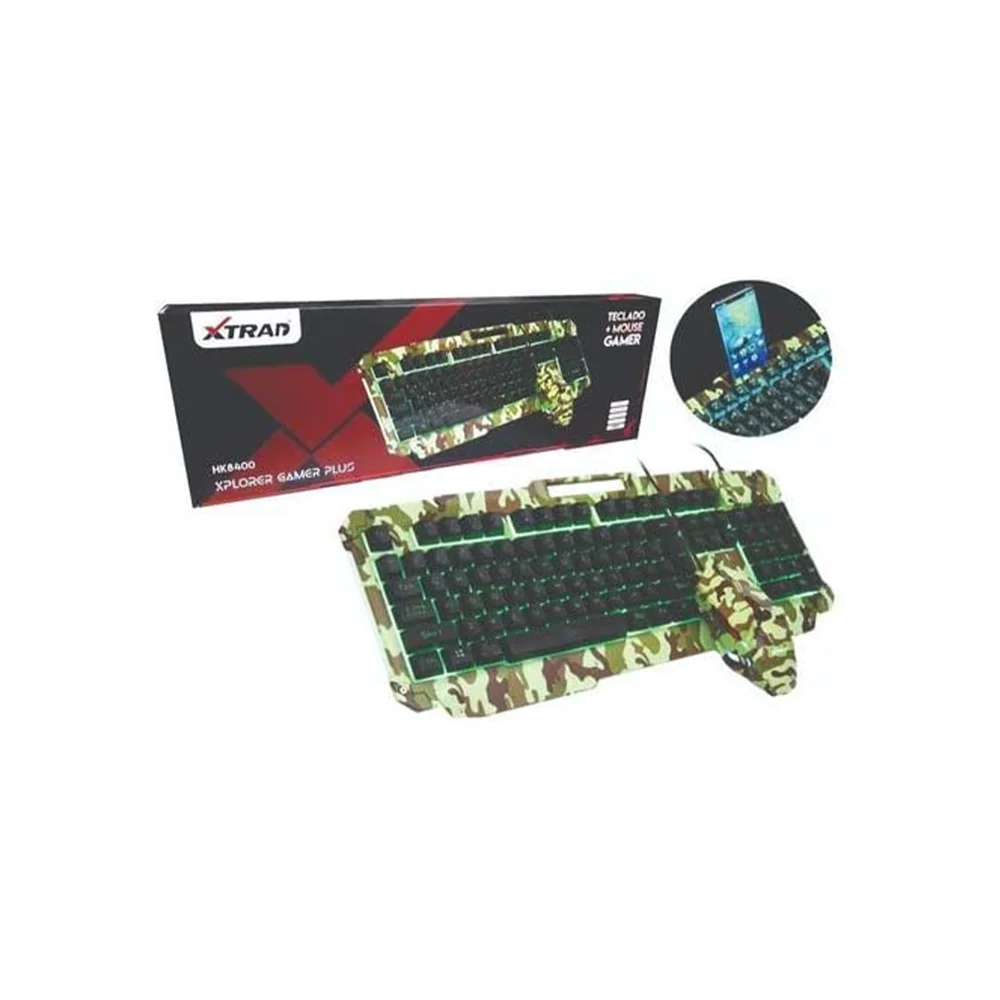 Imagem 2 de 4 do produto Kit Teclado Gamer Xtrad Mouse Gamer Teclado Com Led Hk8400