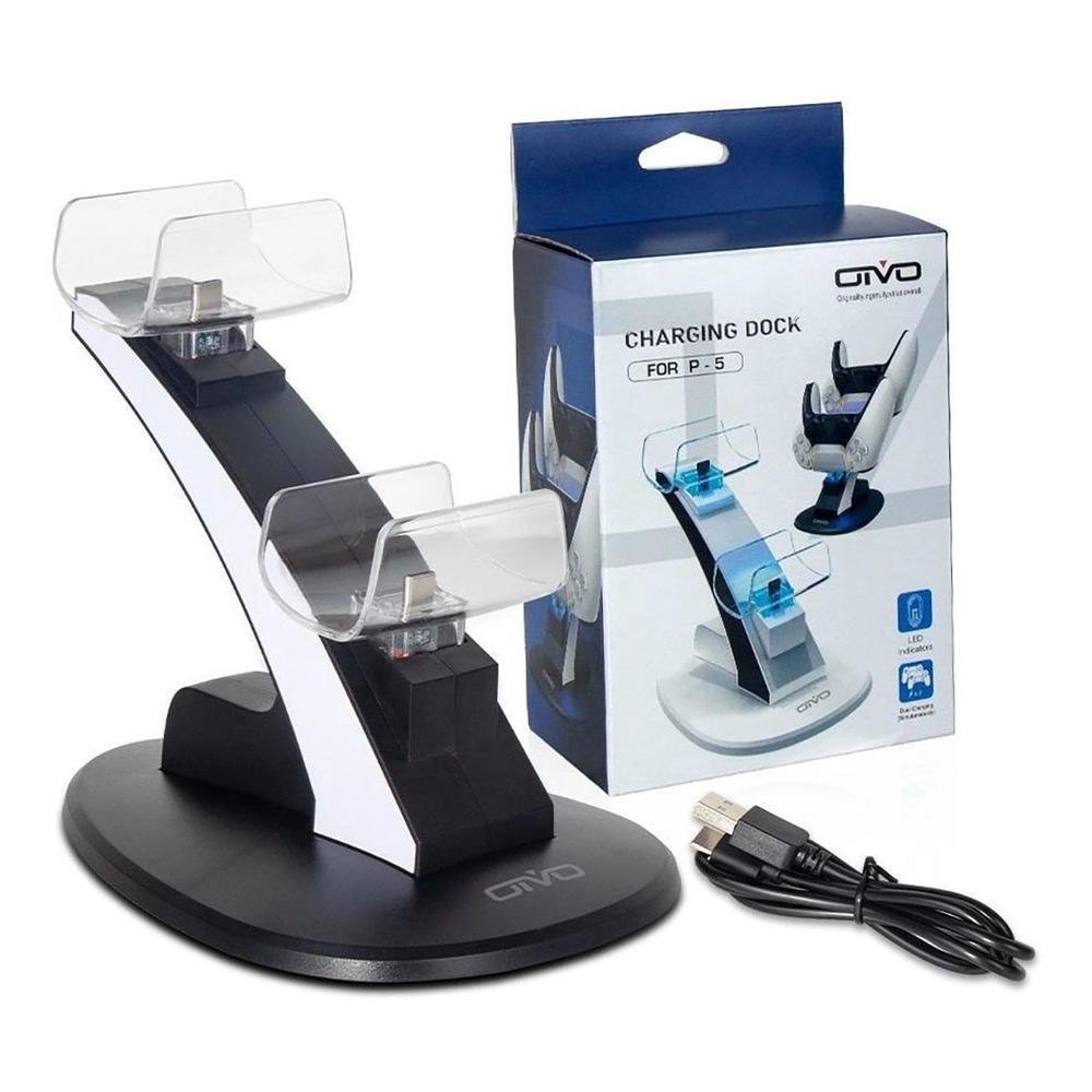Base Dock Para 2 Controles, Joystick Sem Fio, Ps5 Compatível