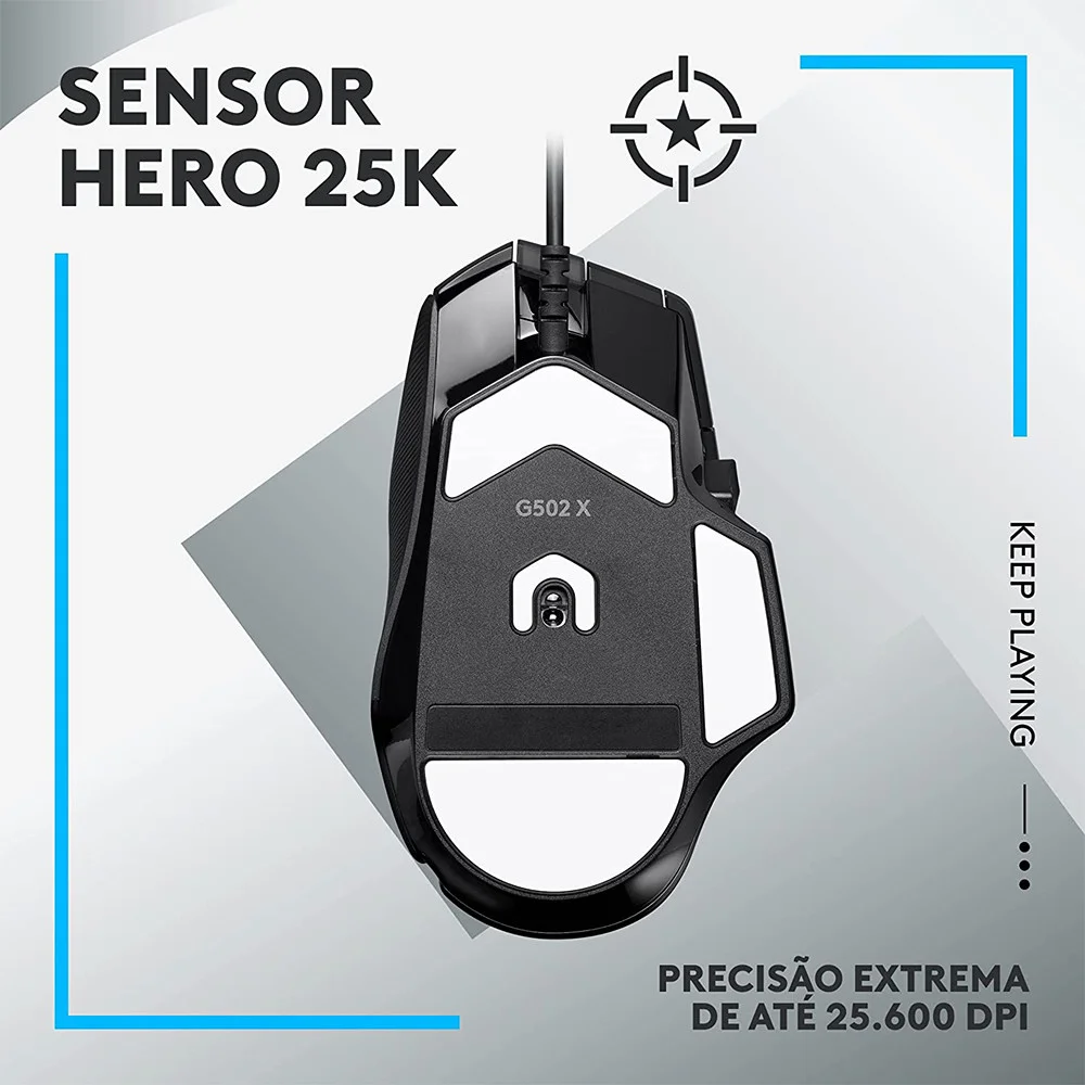 Mouse Gamer Logitech Preto KaBuM