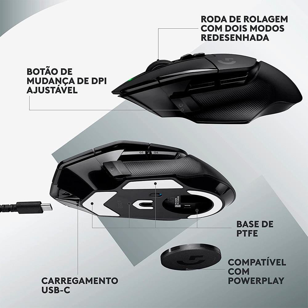 Imagem 3 de 5 do produto Mouse Gamer Sem Fio, Logitech G502 X, Lightspeed 25.600dpi, Preto - 910-006179