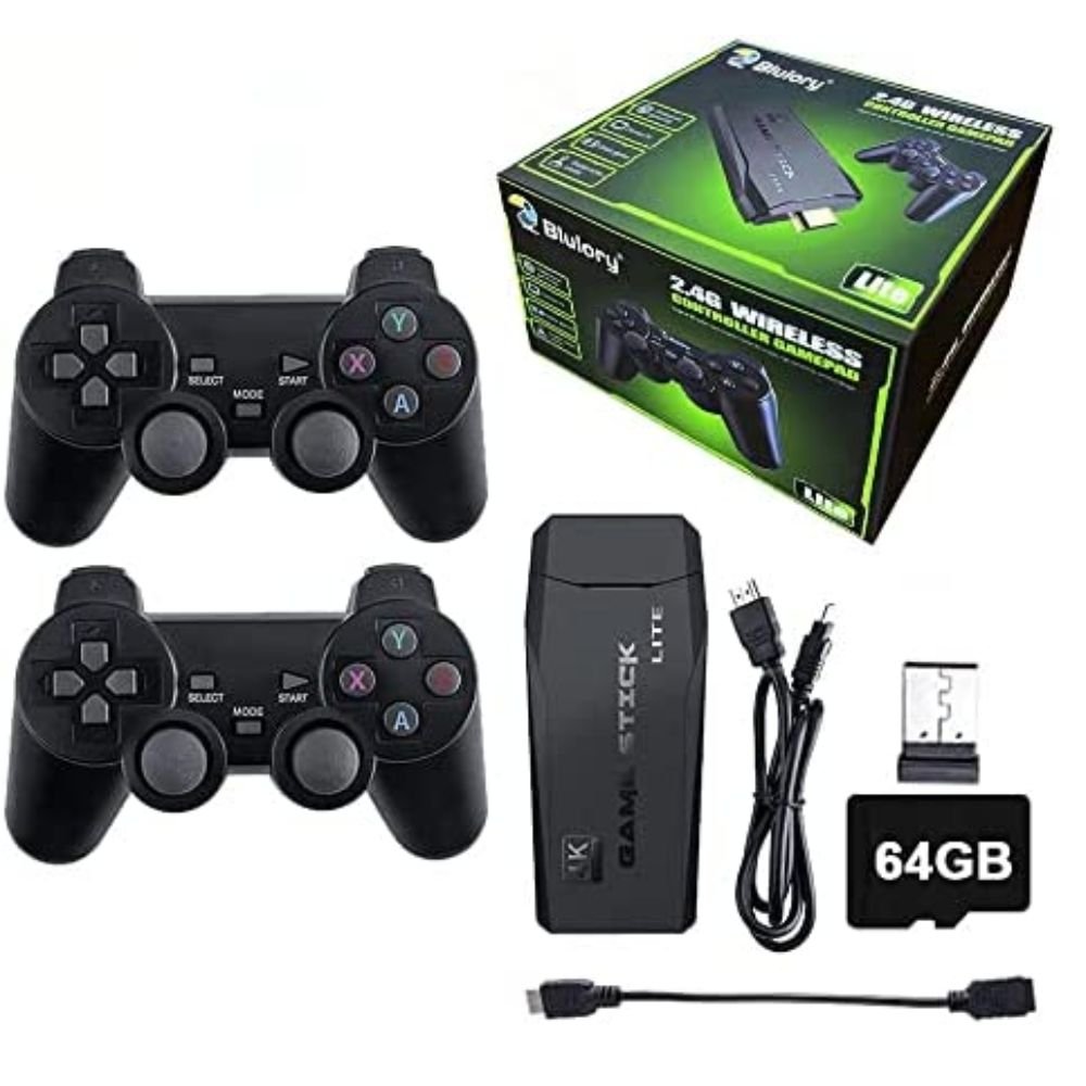 Kit Game Stick 2,4g Wirelles Blulory 10.000 Jogos Com 2 Controles