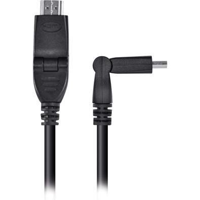 Cabo HDMI Macho X HDMI Macho 1.4v, 3 Metros, 2 Conectores 180 Graus, 19 Pinos Ha180-3