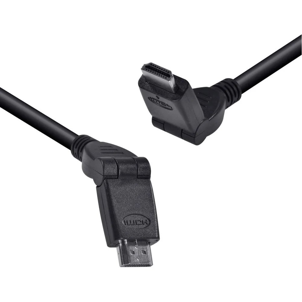 Imagem 3 de 4 do produto Cabo HDMI Macho X HDMI Macho 1.4v, 3 Metros, 2 Conectores 180 Graus, 19 Pinos Ha180-3