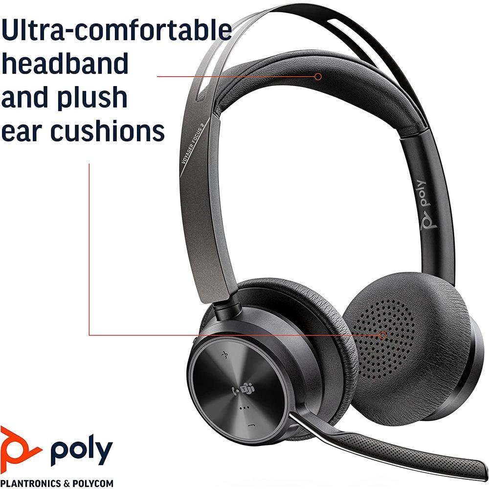Imagem 4 de 5 do produto Headset Sem Fio Poly Empresarial Voyager Focus 2, Bluetooth, USB-A, Teams, Com Base - 213727-02