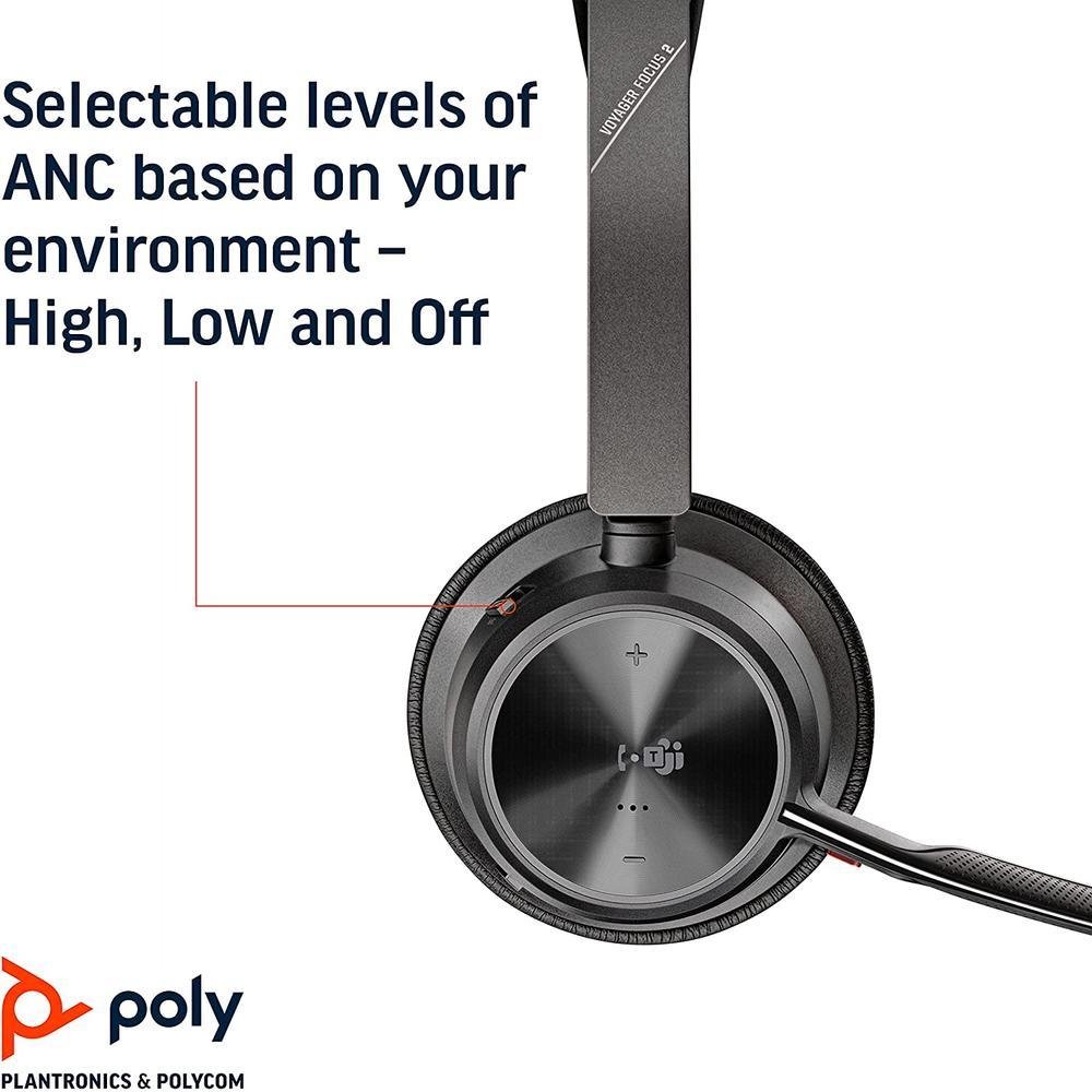 Imagem 5 de 5 do produto Headset Sem Fio Poly Empresarial Voyager Focus 2, Bluetooth, USB-A, Teams, Com Base - 213727-02