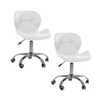 Kit 02 Cadeiras Office Nobrand Eiffel Slim Ajustável Base Giratória, Branco