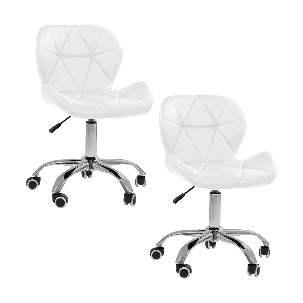 Imagem 2 de 5 do produto Kit 02 Cadeiras Office Nobrand Eiffel Slim Ajustável Base Giratória, Branco