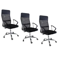 Kit 3 Cadeiras De Escritorio Oficial Nagano Tela Mesh Ergonômica peso máximo recomendado 110 kg, Preto