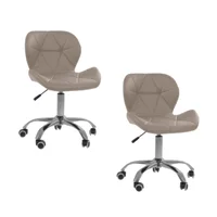 Kit 02 Cadeiras Office Nobrand Eiffel Slim Ajustável Base Giratória, Bege