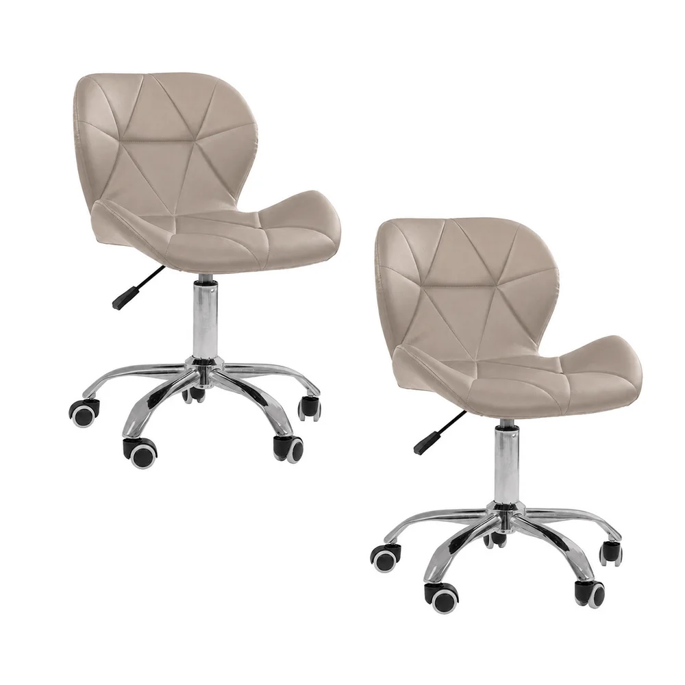 Imagem 4 de 5 do produto Kit 02 Cadeiras Office Nobrand Eiffel Slim Ajustável Base Giratória, Bege