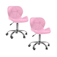 Kit 02 Cadeiras Office Nobrand Eiffel Slim Ajustável Base Giratória, Rosa