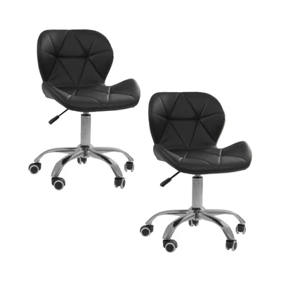 Kit 02 Cadeiras Office Nobrand Eiffel Slim Ajustável Base Giratória, Preto