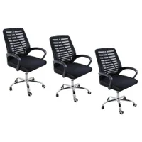 Kit 3 Cadeiras De Escritorio Oficial Esteirinha Mesh Ergonomica, Preto