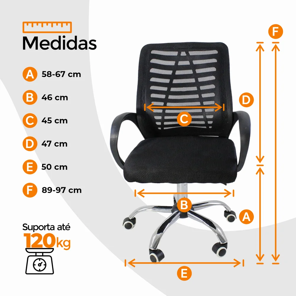 Imagem 3 de 5 do produto Kit 3 Cadeiras De Escritorio Oficial Esteirinha Mesh Ergonomica, Preto