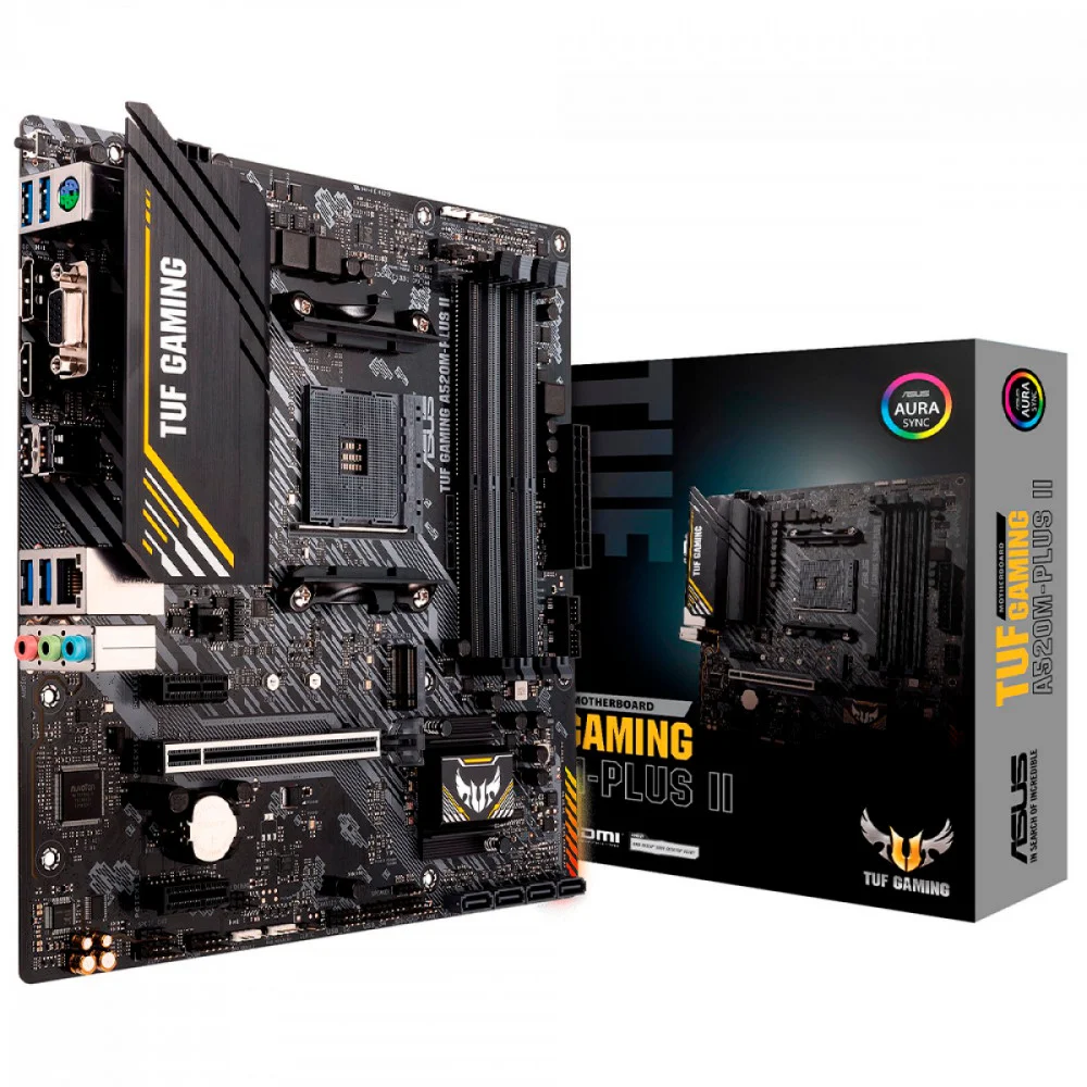 Imagem 2 de 5 do produto Placa Mãe Asus TUF Gaming A520M PLUS II, AMD AM4, 4x Slots DDR4, USB 3.2, Slot M.2 NVMe - Micro ATX