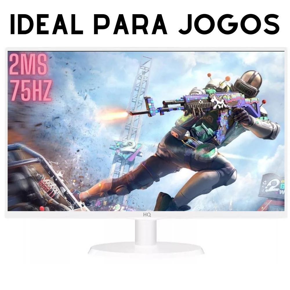 Monitor HQ 19.5HQ-LED+, 19.5 LED Widescreen, 75hz, 1600x900, HDMI e VGA, VESA, Ajuste De Inclinação, Branco