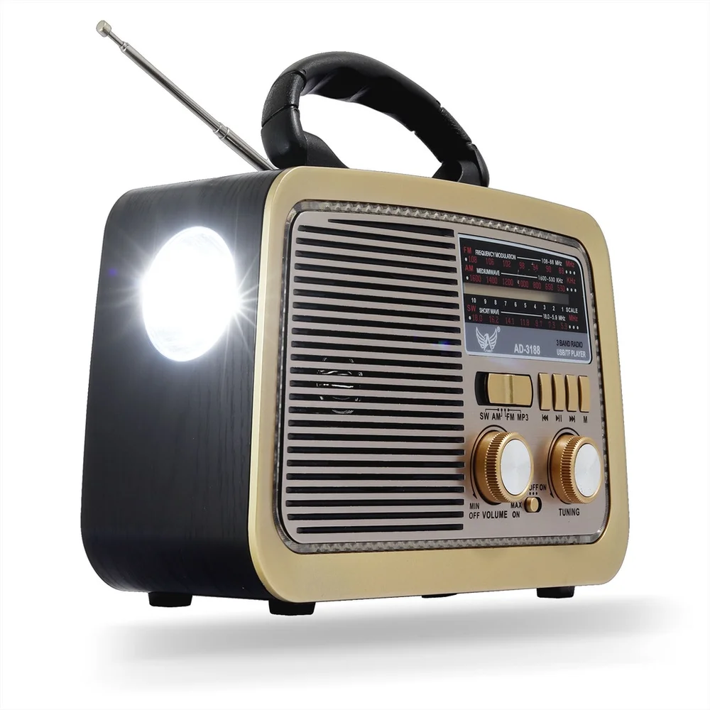 Rádio Retro Vintage Am Fm Sw, Usb, Bluetooth, Bateria Recarregavel, Madeira, Altomex - Inova