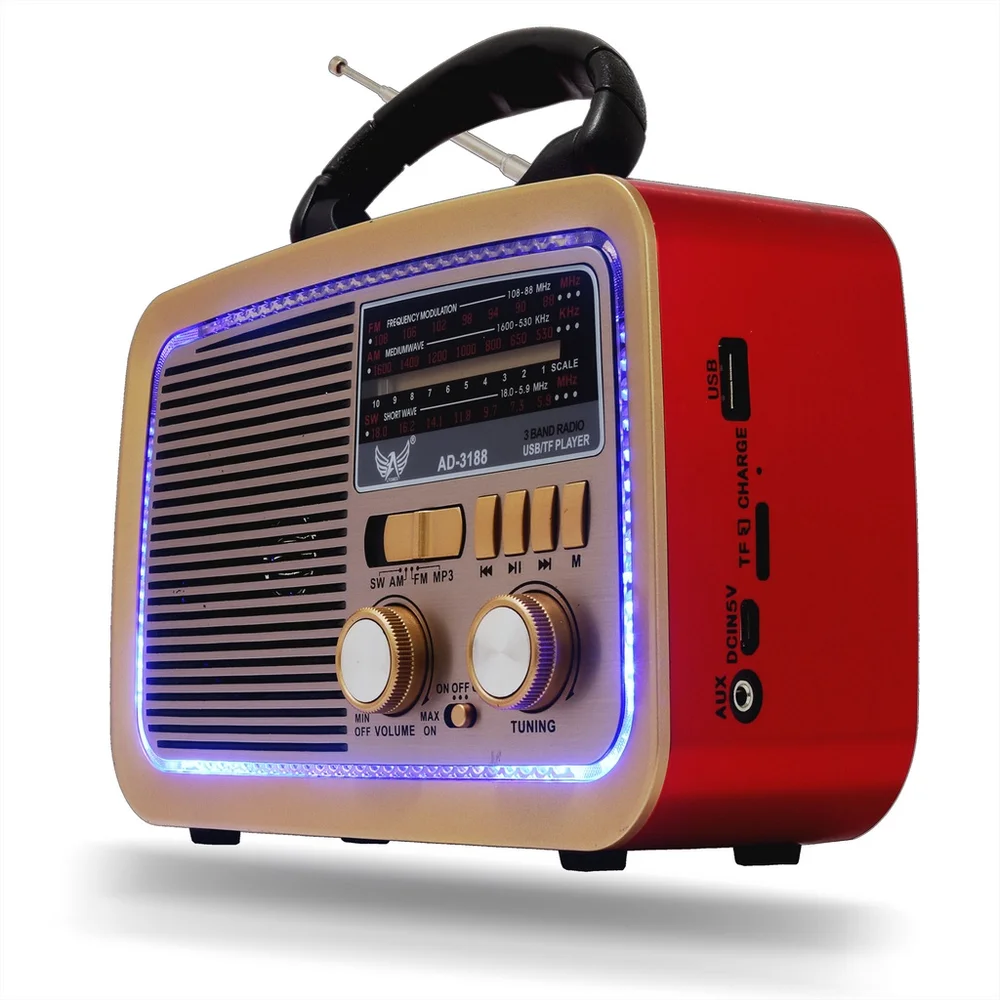 Imagem 2 de 5 do produto Rádio Retro Vintage Am Fm Sw, Usb, Bluetooth, Bateria Recarregavel, Madeira, Altomex - Inova