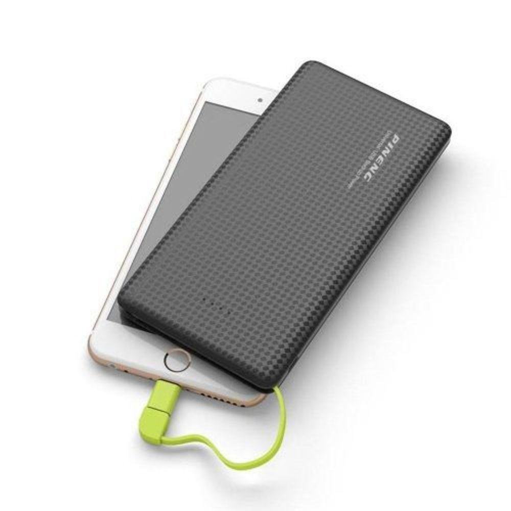 Carregador Portátil Slim 10000mah Powerbank Pineng Com 2 USB Preto