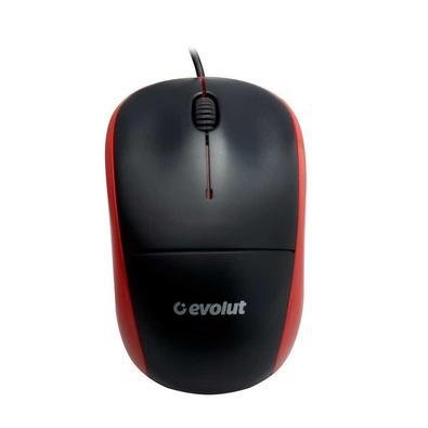Mouse Optico Evolut Eo-102, USB, Plug and Play , 1000dpi, cabo 1.35 metros, Preto e Red