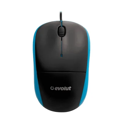 Mouse Optico Evolut Eo-102, USB, Plug and Play , 1000dpi, cabo 1.35 metros, Preto e Blue