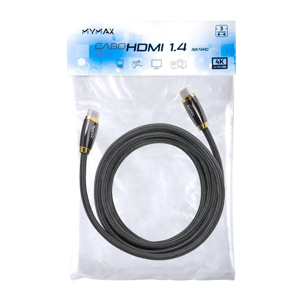 Imagem 3 de 5 do produto Cabo De Video HDMI 1.4v 3 Metros 32awg Od 7.3 - Mymax