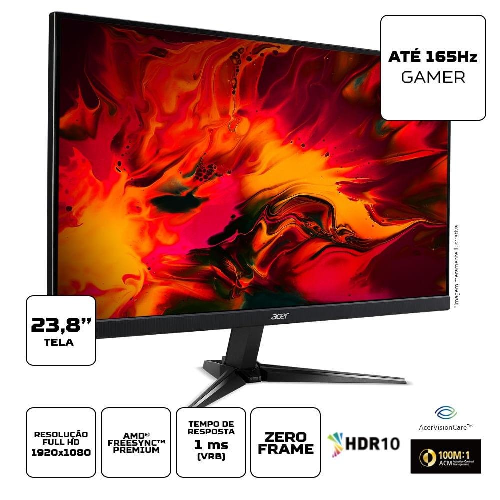 Monitor Gamer 238 Polegadas Acer Qg241y Pbiip