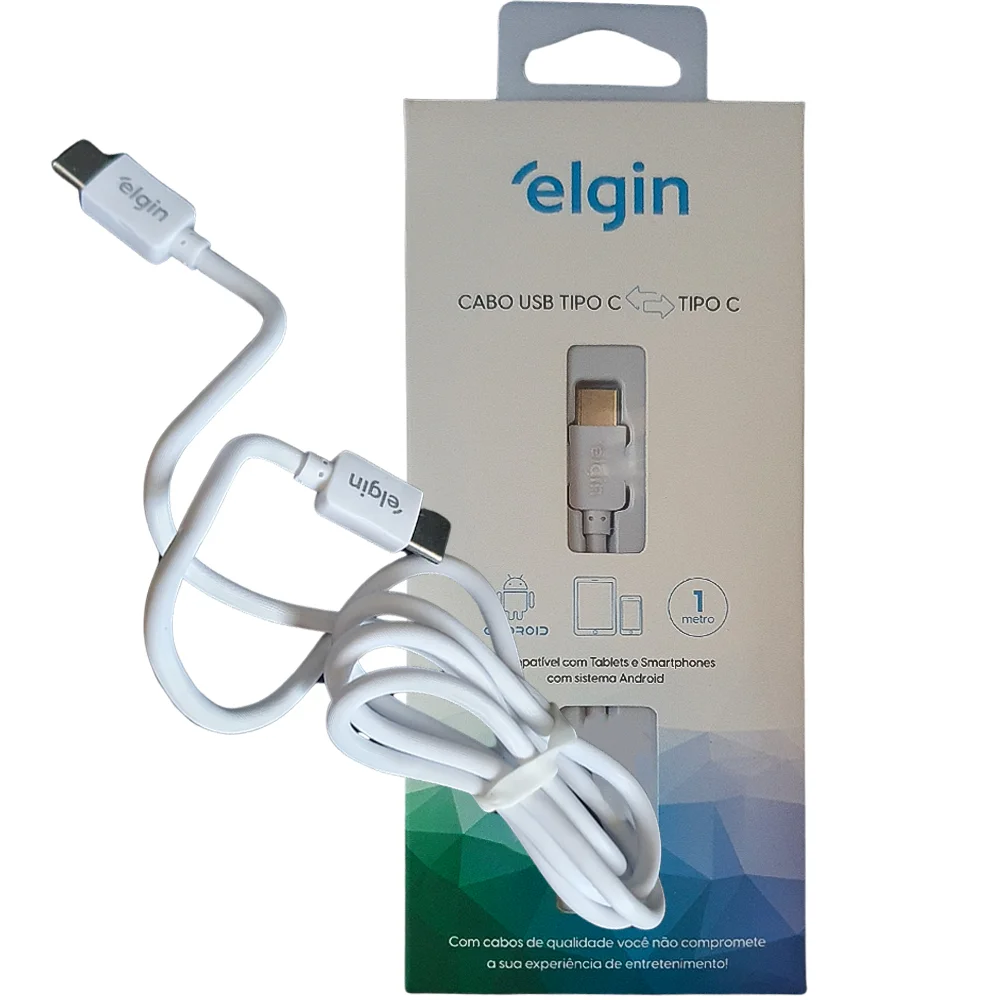 Cabo De Dados Elgin USB Para USB Tipo C, 1 Metro, Branco - 46rctipoctpc Cabo De Dados Elgin USB Para USB Tipo C, 1 Metro, Branco - 46rctipoctpc