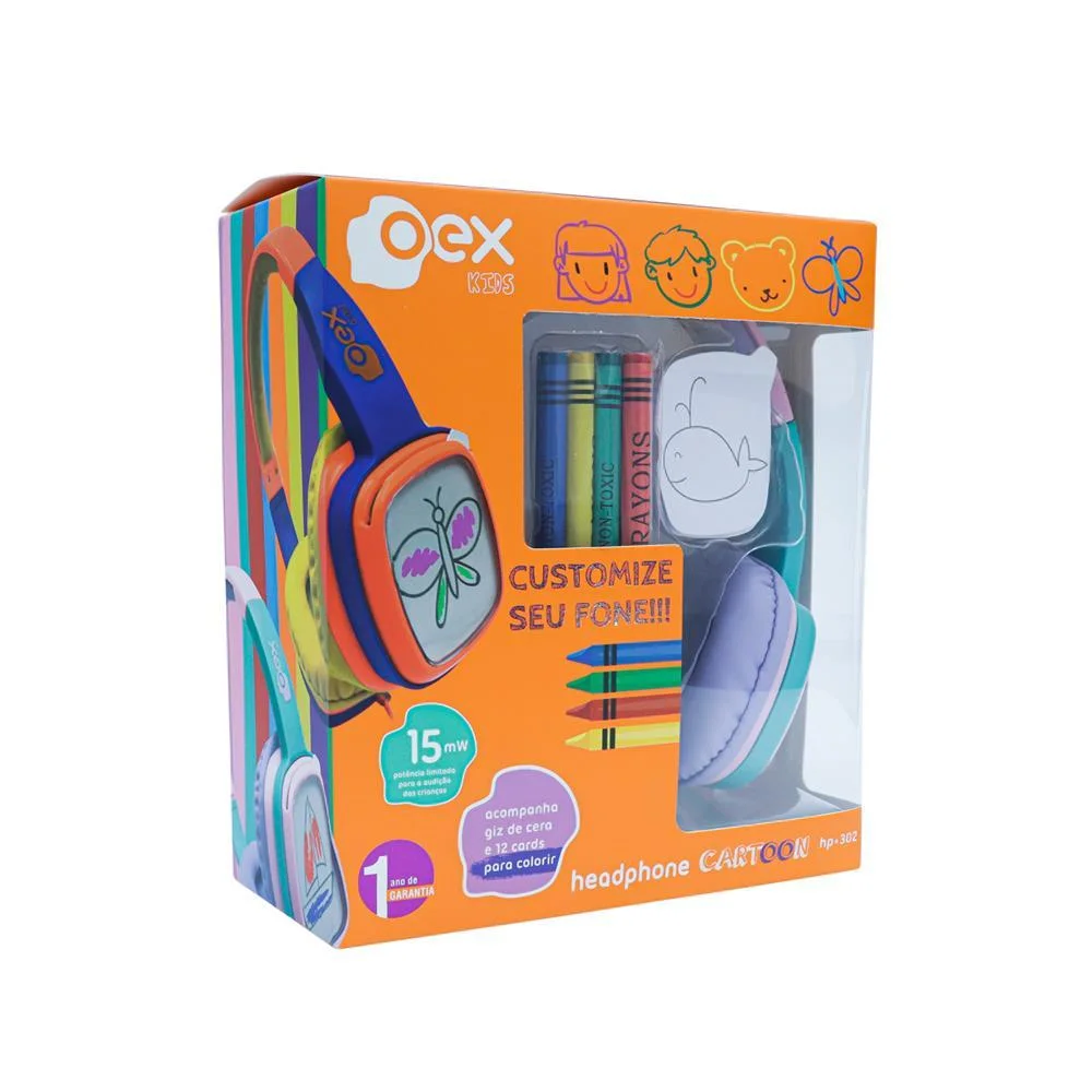 Imagem 2 de 4 do produto Fone De Ouvido Infantil Oex Kids Cartoon Hp302 Rosa E Lilás