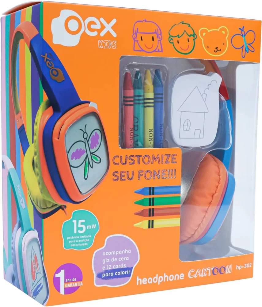 Imagem 4 de 4 do produto Fone De Ouvido Infantil Oex Kids Cartoon Hp302 Vermelho Azul