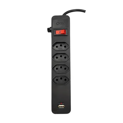 Filtro Linha Regua Extensao 4 Entradas E USB Oex Tm101 Preto